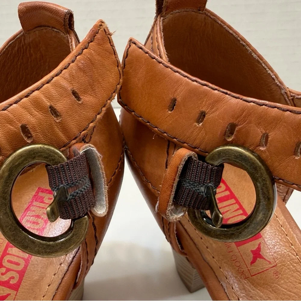 PIKOLINOS Spain Leather Comfort Heels Brown Cut-Out Ankle Strap Boho Pumps EU 37 - Picture 12 of 17